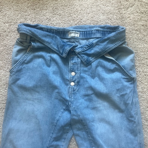 We the Free Noah Foldover Harem Pants Jeans Railroad Stripe Pleating Size XL - Picture 11 of 11